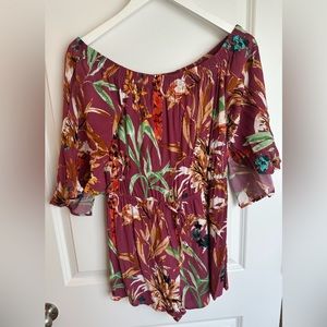 Express off the shoulder romper, size medium